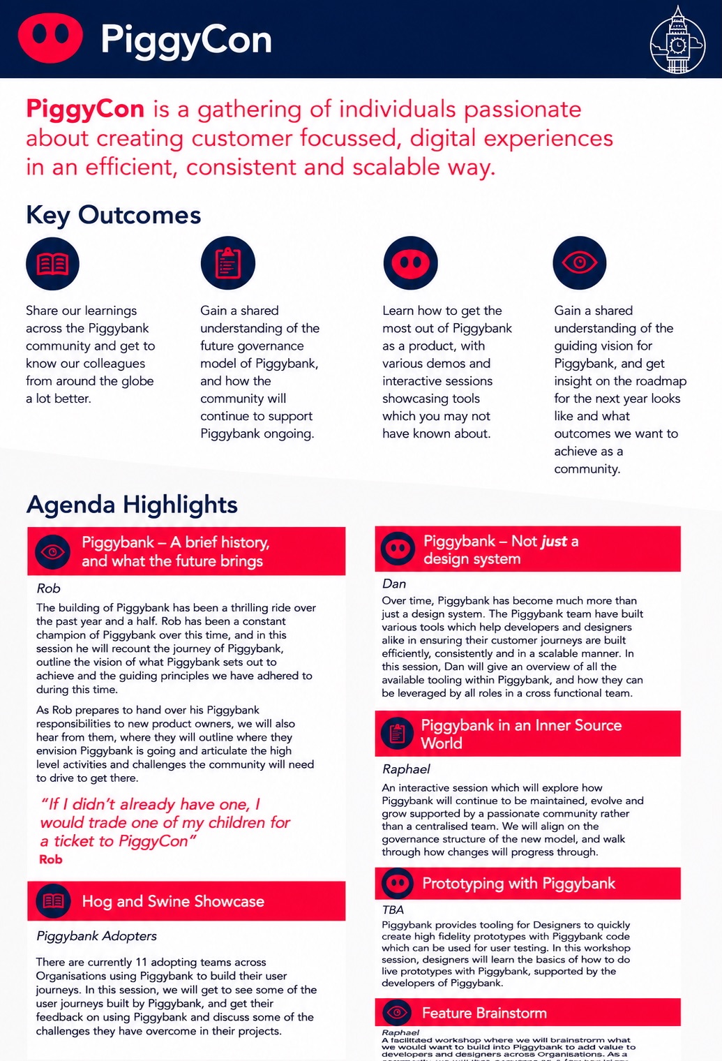 PiggyCon — community-of-practice gathering programme: key outcomes and agenda highlights